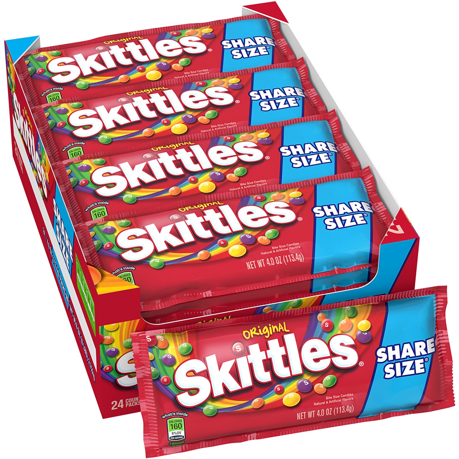 Skittles Original Fruit Flavored Candy, 4 oz, 24/Box (MMM04460)