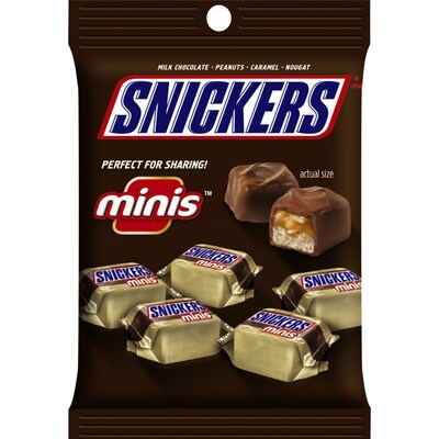 Snickers Minis Size Chocolate Candy Bars 4.4 oz Bag, Pack of 12 (MMM01502)