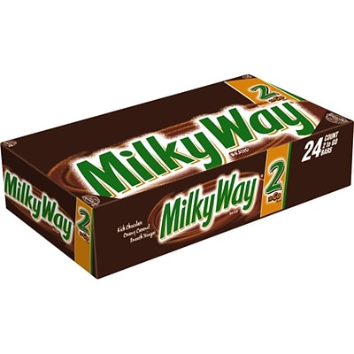 Milky Way Milk Chocolate Sharing Size Candy Bar, 3.63 oz Bar, Pack of 24 (MMM04401)