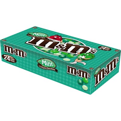 M&MS Mint Dark Chocolate Singles Candy, 1.5 oz, Pack of 24 (MMM47367)