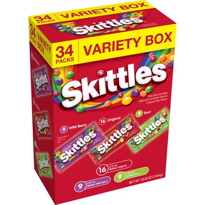 Skittles Fruity Candy Variety Box, 34 Count (2220-00104)