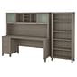 Bush Furniture Somerset 72W Office Desk with Hutch and 5 Shelf Bookcase, Ash Gray (SET020AG)