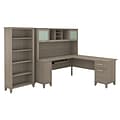 Bush Furniture Somerset 72W L Shaped Desk with Hutch and 5 Shelf Bookcase, Ash Gray (SET011AG)