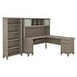 Bush Furniture Somerset 72"W L-Shaped Desk with Hutch and 5 Shelf Bookcase, Ash Gray (SET011AG)