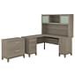 Bush Furniture Somerset 60"W L Shaped Desk with Hutch and Lateral File Cabinet, Ash Gray (SET008AG)