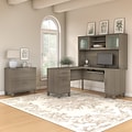 Bush Furniture Somerset 60W L Shaped Desk with Hutch and Lateral File Cabinet, Ash Gray (SET008AG)