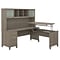 Bush Furniture Somerset 72W 3 Position Sit to Stand L Shaped Desk with Hutch, Ash Gray (SET015AG)