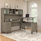 Bush Furniture Somerset 72W 3 Position Sit to Stand L Shaped Desk with Hutch, Ash Gray (SET015AG)