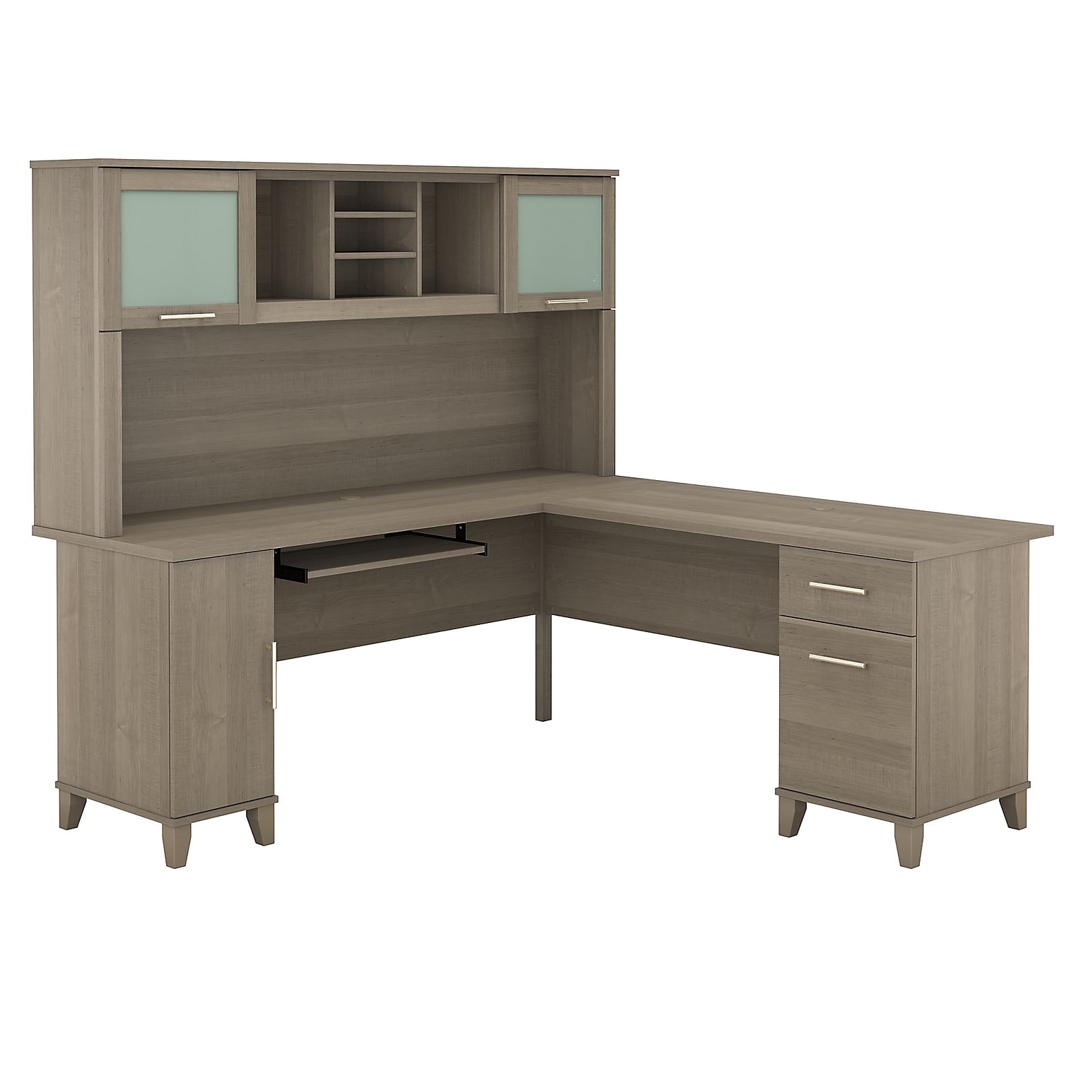 Bush Furniture Somerset 72W L Shaped Desk with Hutch, Ash Gray (SET001AG)