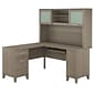 Bush Furniture Somerset 60"W L Shaped Desk with Hutch, Ash Gray (SET002AG)