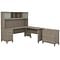 Bush Furniture Somerset 72W 3 Position Sit to Stand L Shaped Desk with Hutch and File Cabinet, Ash