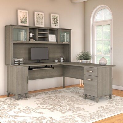 Bush Furniture Somerset 72W L Shaped Desk with Hutch, Ash Gray (SET001AG)