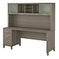 Bush Furniture Somerset 72"W Office Desk with Drawers and Hutch, Ash Gray (SET018AG)