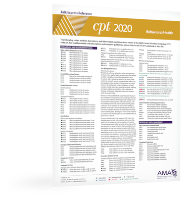 AMA 2020 CPT Express Reference Coding Card: Behavioral Health (ER414720)