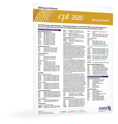 AMA 2020 CPT Express Reference Coding Card: Behavioral Health (ER414720)