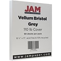 JAM Paper® Vellum Bristol 110lb Index Colored Cardstock, 8.5 x 11 Coverstock, Grey, 50 Sheets/Pack (