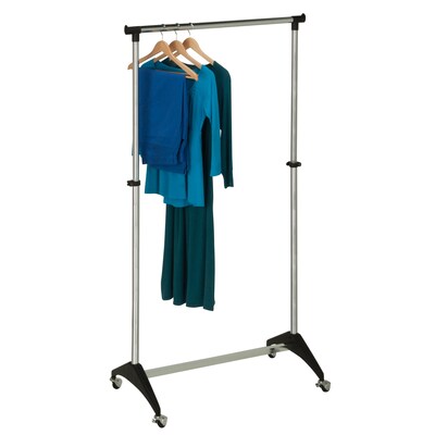 Honey Can Do Modern Adjustable Rolling Garment Rack Ball casters, Chrome ( GAR-03535 )
