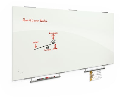 Best-Rite Visionary Magnetic Glass Dry Erase Whiteboard with Exo Tray System, 47.24 x 94.49, White