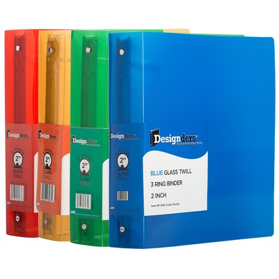 JAM Paper Designders 2 3-Ring Non-View Binders, Assorted, 4/Pack (820T2ASSRT)