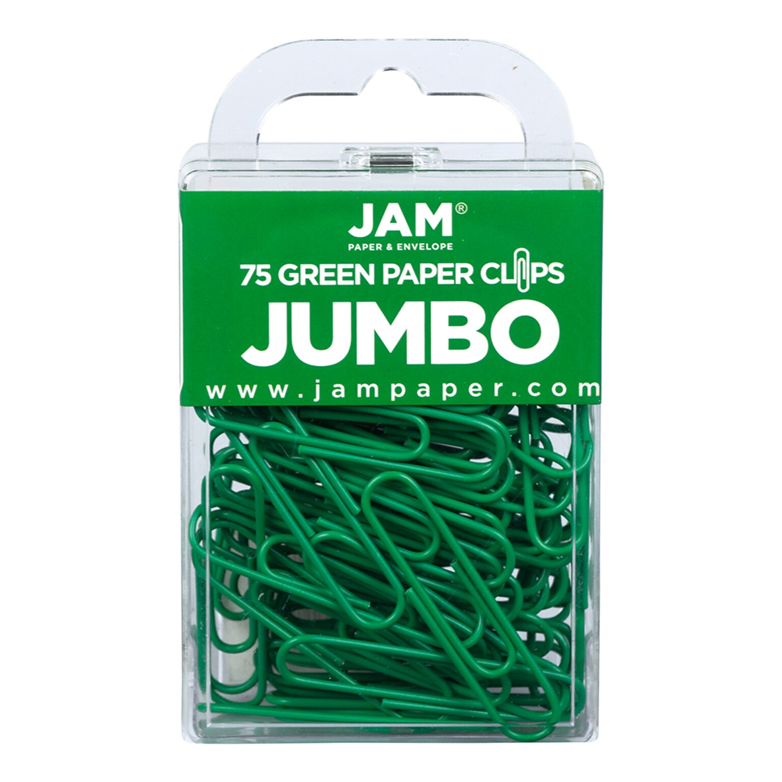 JAM Paper Jumbo Paper Clips, Green, 75/Pack (42186878)