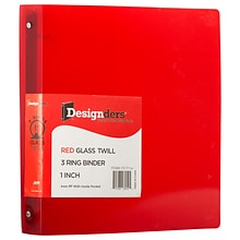 JAM Paper Designders 1 3-Ring Flexible Poly Binders, Red (751T1RE)