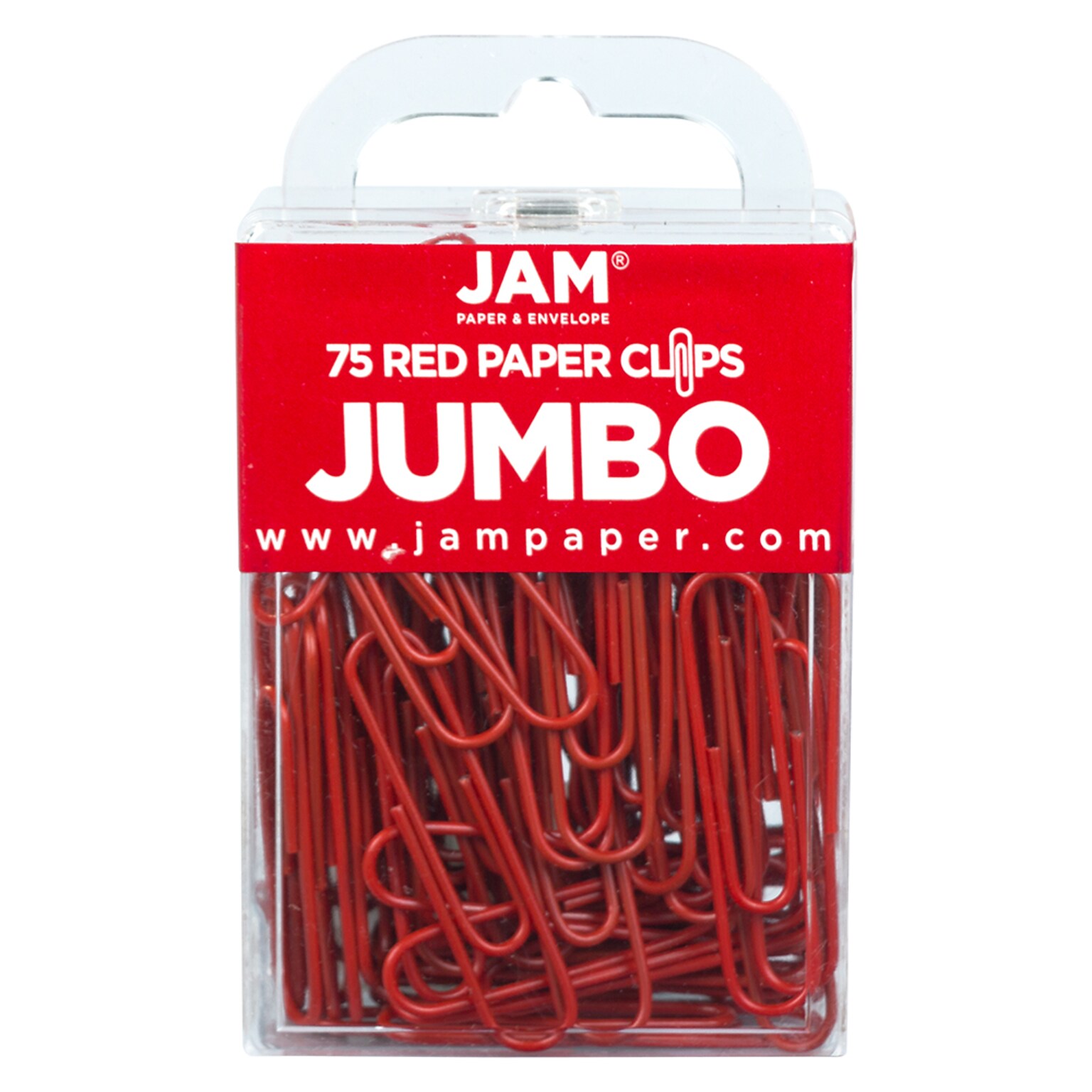 JAM Paper Jumbo Paper Clips, Red, 75/Pack (2183754)