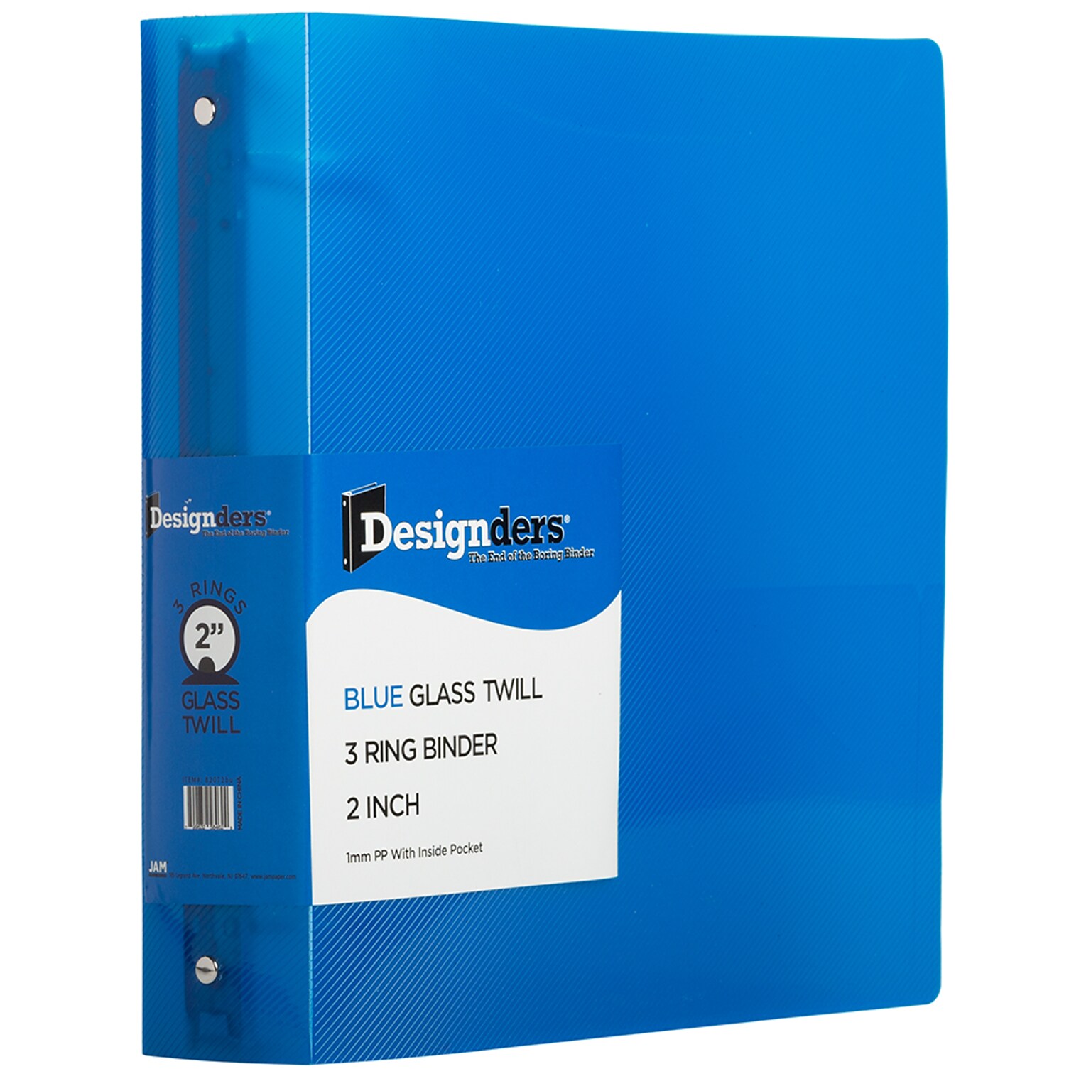 JAM Paper Heavy Duty 2 3-Ring Flexible Poly Binders, Blue Glass Twill (820T2BU)