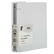 JAM Paper 1 1/2 3-Ring Flexible Poly Binders, Clear Glass Twill (762T15CL)