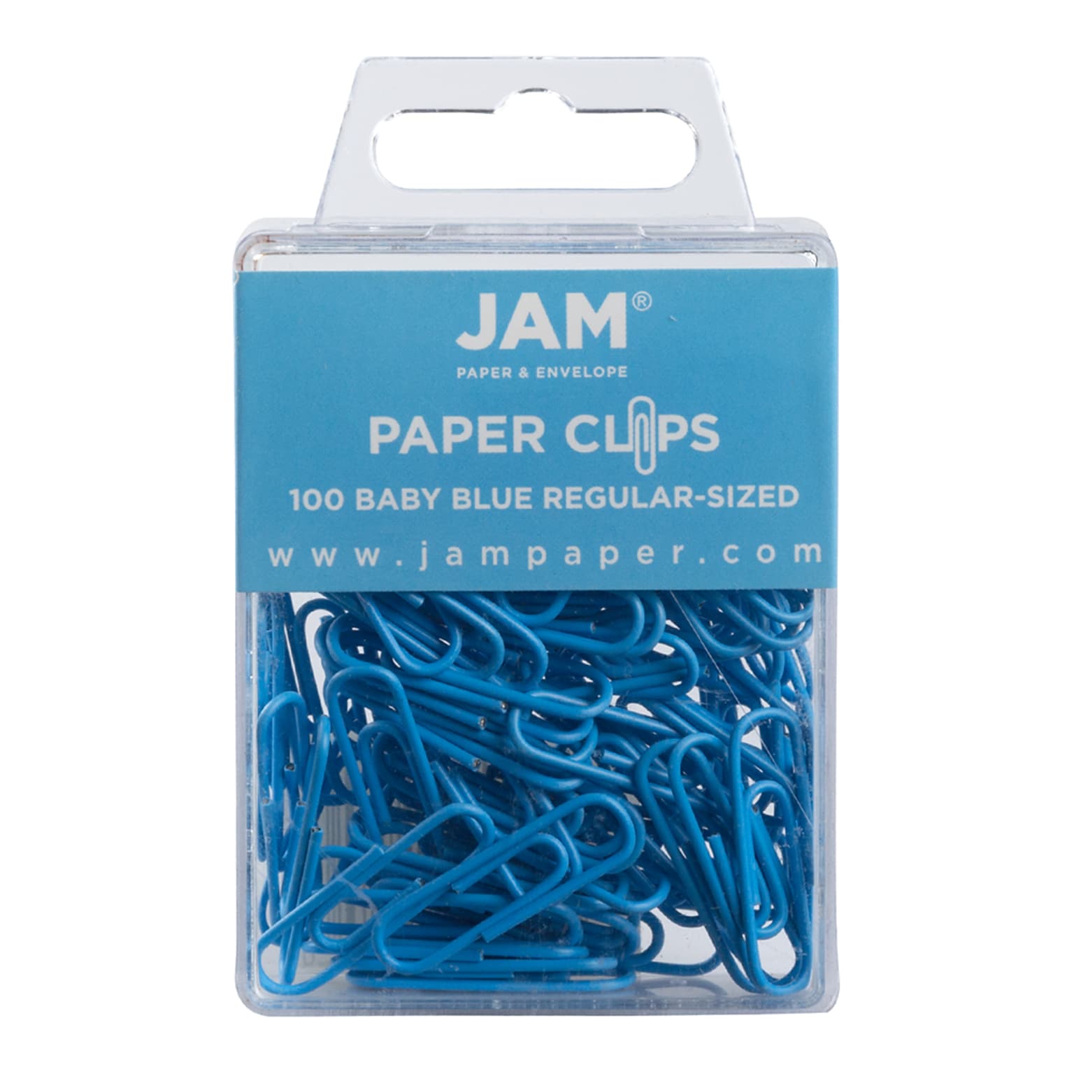 JAM Paper Small Paper Clips, Baby Blue, 100/Pack (22181933)