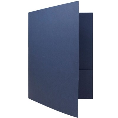 JAM Paper 2-Pocket Portfolio Folder, Navy Blue Linen, 6/Pack (26982d)