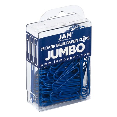 JAM Paper Jumbo Paper Clips, Dark Blue, 75/Pack (42186869)