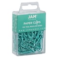 JAM Paper Small Paper Clips, Teal, 100/pack (21832064)