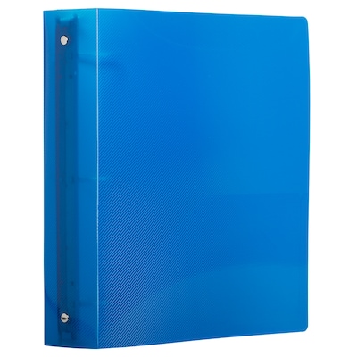 JAM Paper Heavy Duty 2 3-Ring Flexible Poly Binders, Blue Glass Twill (820T2BU)