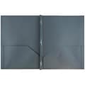 JAM Paper® Plastic Two-Pocket School POP Folders with Metal Prongs Fastener Clasps, Grey, 6/Pack (38