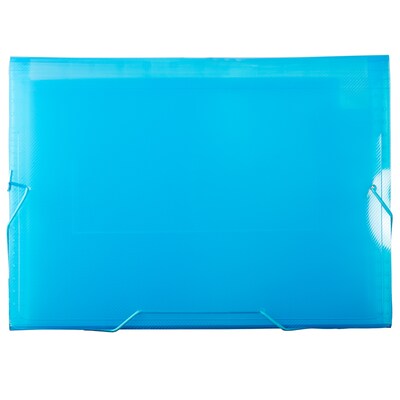 JAM Paper Plastic Accordion File Folder, 13 Pocket, Letter Size, Blue Grid (21621716)