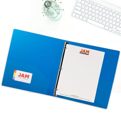 JAM Paper Designders 1" 3-Ring Flexible Poly Binders, Blue (751T1BU)