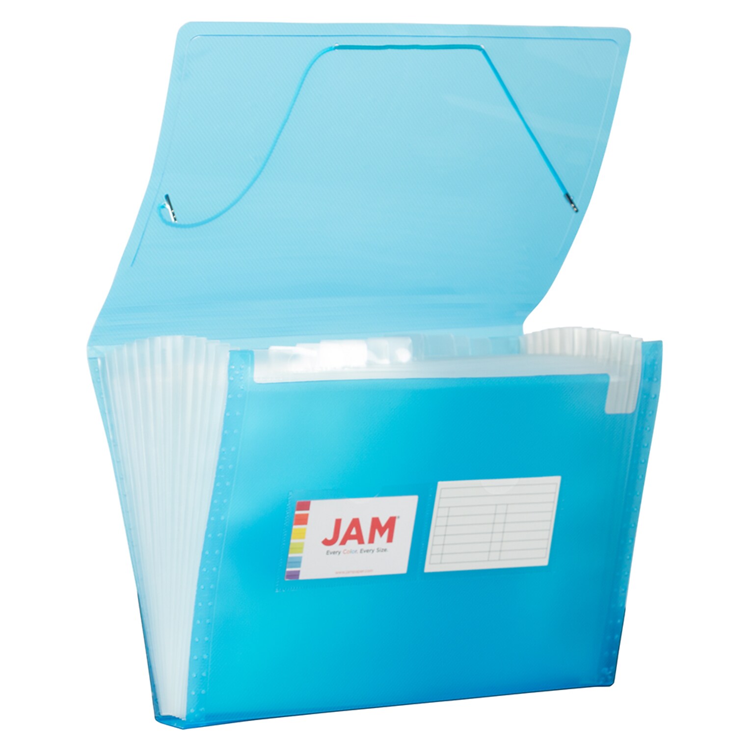 JAM Paper Plastic Accordion File Folder, 13 Pocket, Letter Size, Blue Grid (21621716)