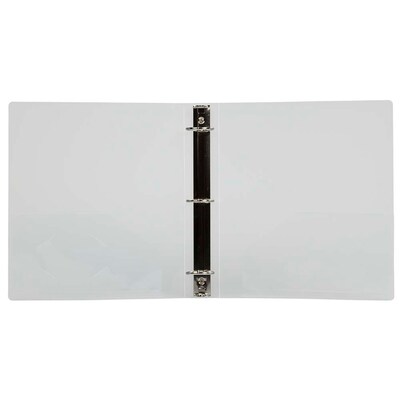 JAM Paper 1 1/2" 3-Ring Flexible Poly Binders, Clear Glass Twill (762T15CL)