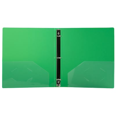 JAM Paper Heavy Duty 1" 3-Ring Flexible Poly Binders, Green (751T1GR)
