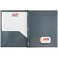 JAM Paper POP 2-Pocket Plastic Folders with Metal Prongs Fastener Clasps, Grey, 6/Pack (382ECgyu)