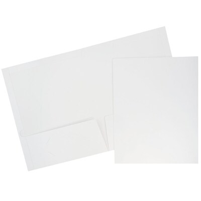 JAM PAPER Glossy Two Pocket Presentation Folder, White, 50/Box (385GWHC)