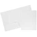 JAM PAPER Glossy Two Pocket Presentation Folder, White, 50/Box (385GWHC)