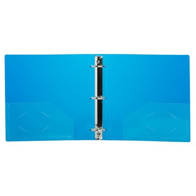 JAM Paper Heavy Duty 2" 3-Ring Flexible Poly Binders, Blue Glass Twill (820T2BU)
