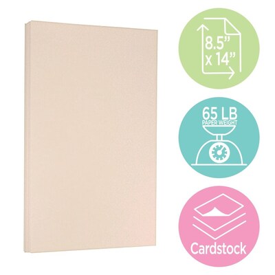 JAM Paper 65 lb. Cardstock Paper, 8.5" x 14", Natural Parchment, 50 Sheets/Pack (96700400)