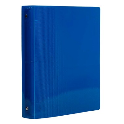 JAM Paper Heavy Duty 1 1/2 3-Ring Flexible Poly Binders, Blue Glass Twill (762T15BU)