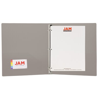 JAM Paper Designders 1" 3-Ring Flexible Poly Binders, Smoke Gray (751T1SM)