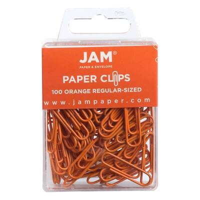JAM PAPER Standard 1 Paper Clips, Orange, 1/Pack (4218687)