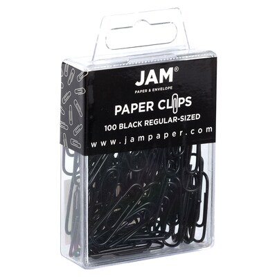 JAM PAPER Standard 1 Paper Clips, Black, 1/Pack (218375)