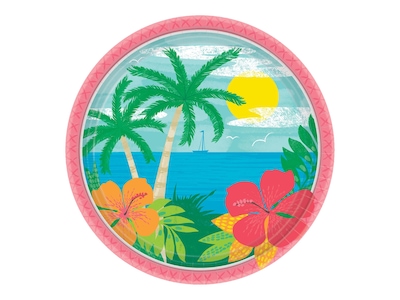 Amscan Summer Vibes Paper Plates, 9 Dia., Multi Colors, 60/Pack (751963)