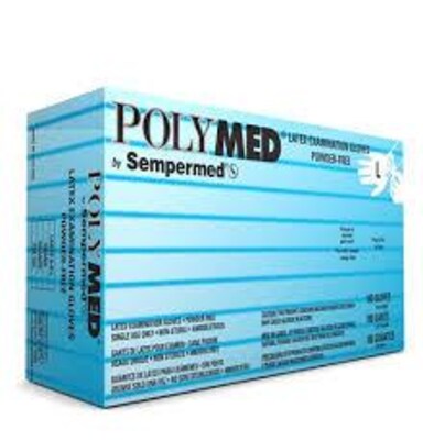 SemperMed Polymed Powder Free Natural White Latex Gloves, Large, 100/Box (102800BX)